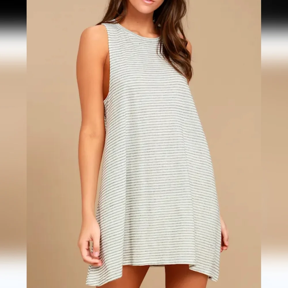 NWT Billabong By and By Cream Striped Swing Dress Women's XS Casual Retro Beach - Picture 2 of 11